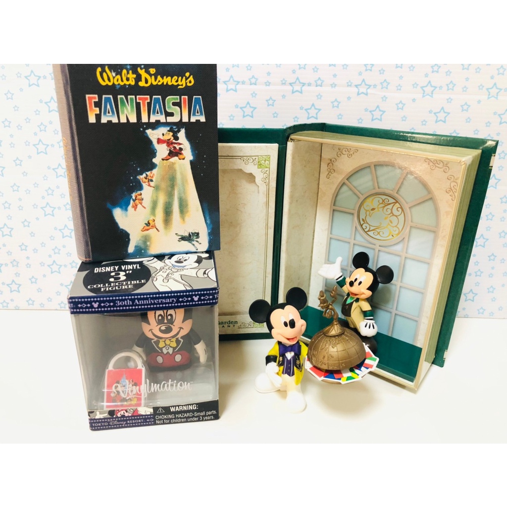 迪士尼 米奇 魔法師 魔法米奇 蠟燭 服務生 書本 積木人 30周年 樂園 日本 絕版 場景 玩具 公仔