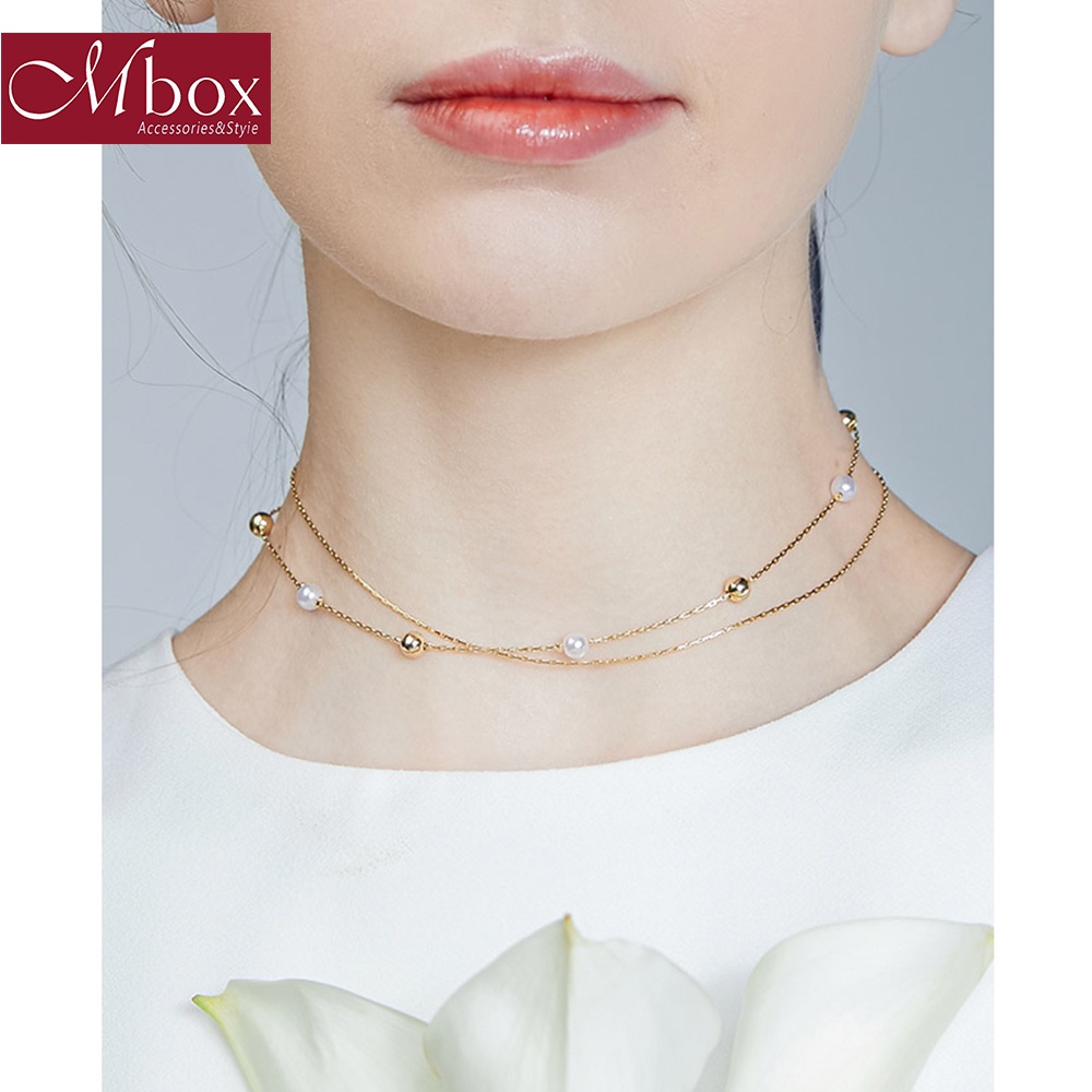 【Mbox項鍊 久轉之戀】採用人工珍珠+銅法式復古 百搭頸鍊