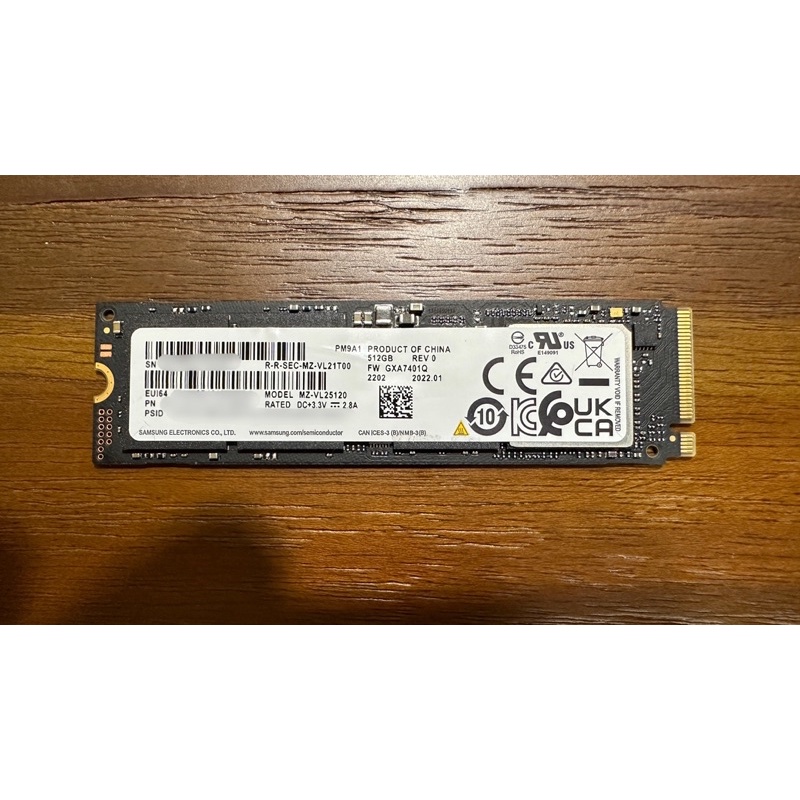 Samsung PM9A1  Gen4 PCIe SSD 512G 新電腦拆下 OEM版980 pro