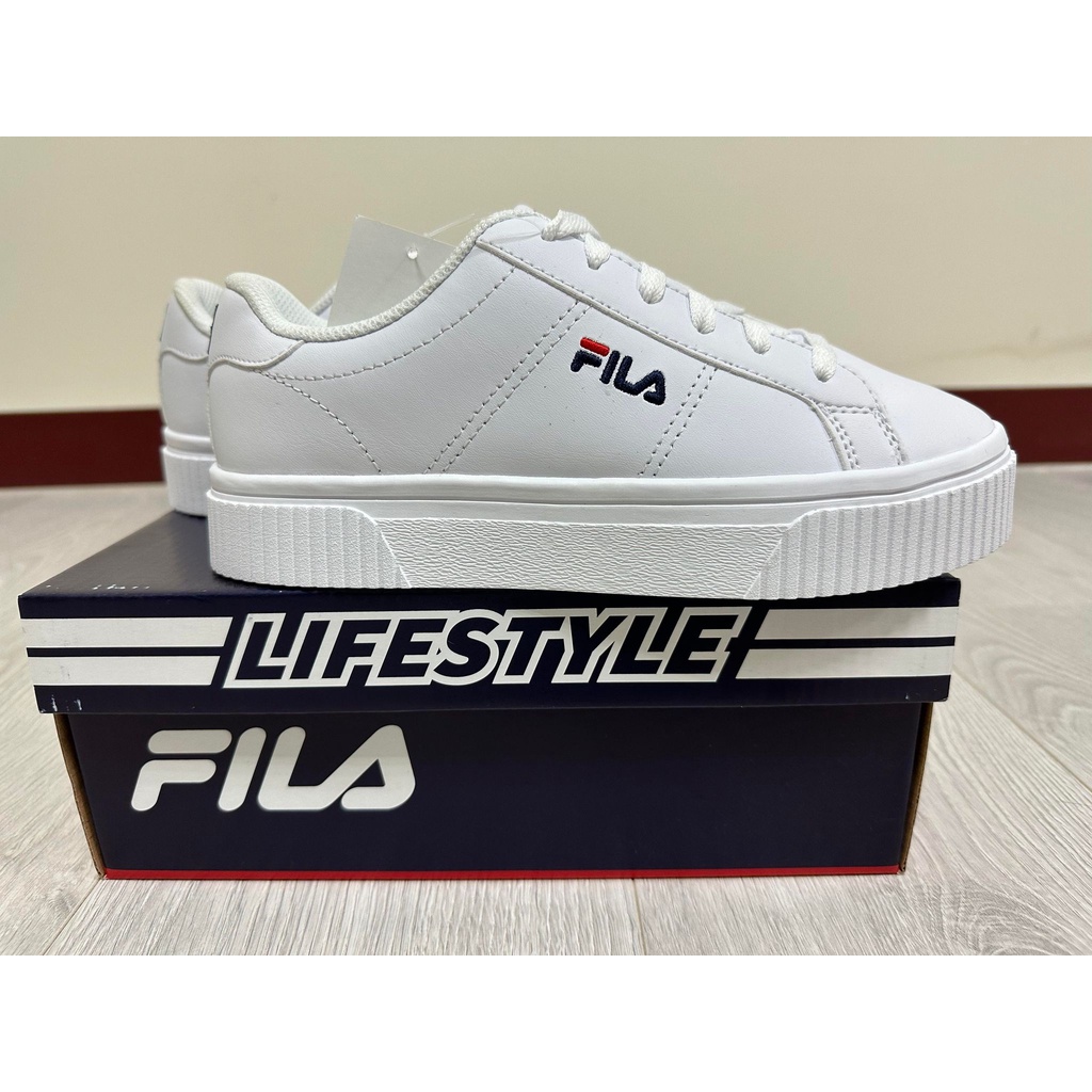 【全新轉售】 FILA PANACHE 女復古運動小白鞋 US7.5 / 24.5cm 小白鞋