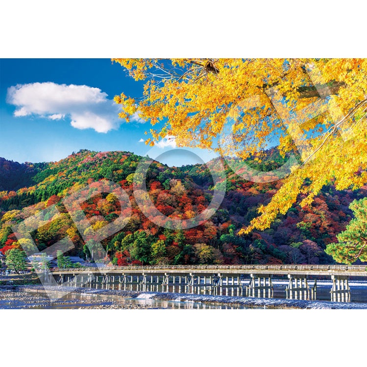 26-373 300片日本進口拼圖 風景 美麗的秋天 銀杏 渡月橋 -京都