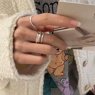 👉台灣現貨👉小眾設計高級感925純銀戒指時尚個性情侶食指戒2022年新款雙層食指戒-J163