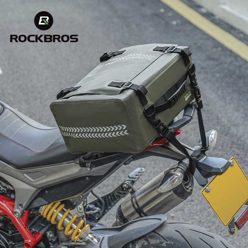 ROCKBROS 摩托車貨架防水後座包PVC反光大容量儲物邊包易安裝騎行配件