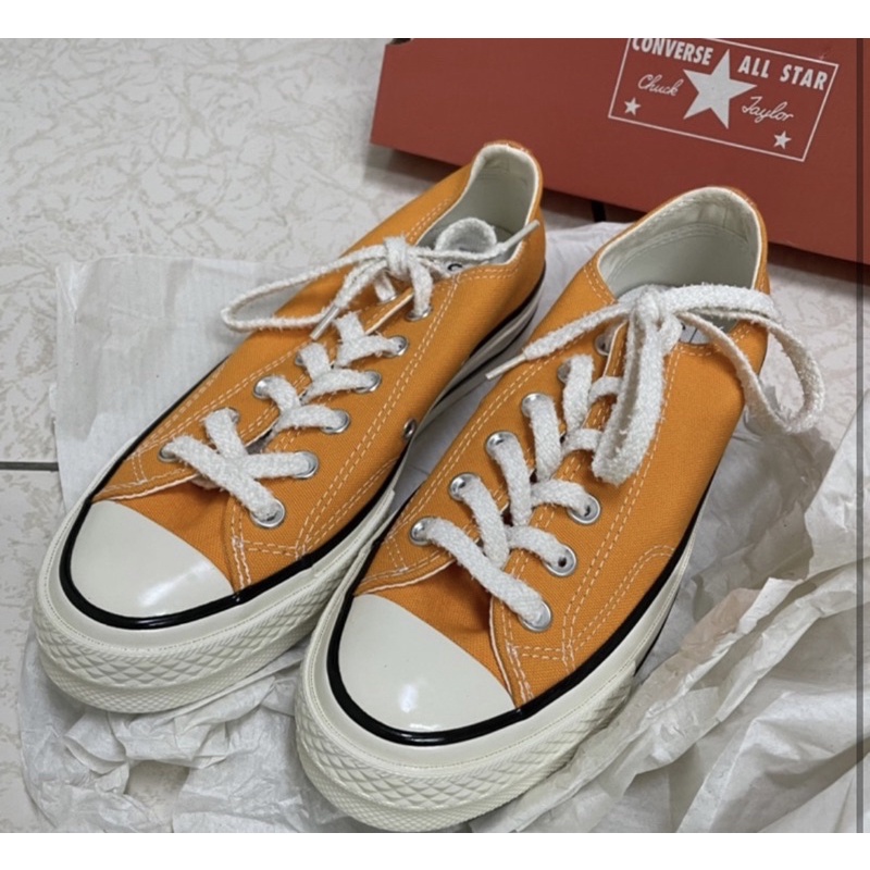 converse 1970低筒橘色帆布鞋23.5公分