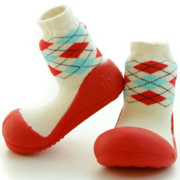 韓國Attipas快樂腳-幼兒襪型學步鞋 紅白菱格XL 韓國製造✣全新商品✣衝評價 隨意賣✣