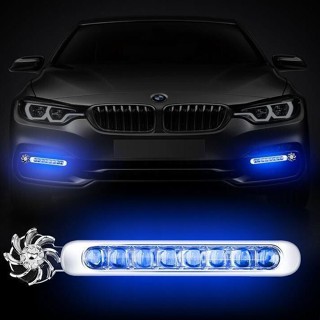汽車LED日行燈 車燈風能燈 風力發電LED燈改裝 通用 汽車裝飾燈 風力日行燈 汽車警示燈防撞燈 車用警示燈