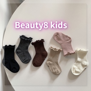 韓國寶寶可愛襪子 0-1歲 1-3歲 3-5歲 粉色 白色 花邊甜美 春夏季 薄款 純棉中筒襪 女童 女孩 木耳邊不勒腿