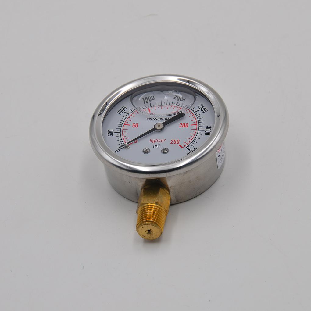 不銹鋼液體填充燃油壓力表外螺紋表 PSI 0-3500 55mm NPT 黃銅 1/4