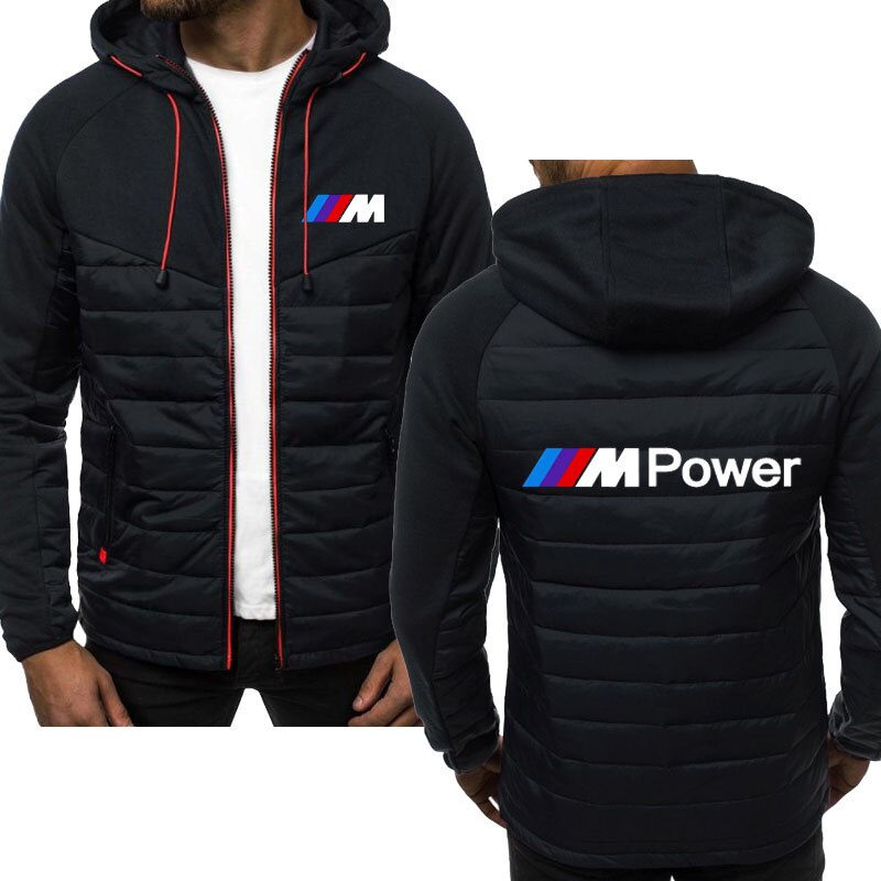 BMW 男士防風連帽夾克外套寶馬跑車標誌男士拉鍊運動夾克外套夾克