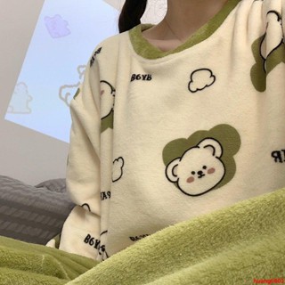 火爆熱賣♥日系可愛睡衣 家居服 新款睡衣女秋冬套裝保暖卡通可愛珊瑚絨法蘭絨宿舍家居服加絨加厚3GT1