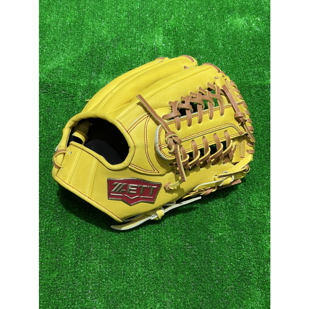 全新ZETT36215系列硬式棒球專用野手T網手套11.75吋特價黃色(BPGT-36215)