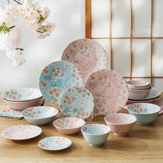 限時免運 日本製 陶瓷餐具 餐具套裝 飯碗 湯碗 盤子 有古窯原裝日本製碗櫻花陶瓷飯碗盤子餐具日式家用米飯碗盤飯碗