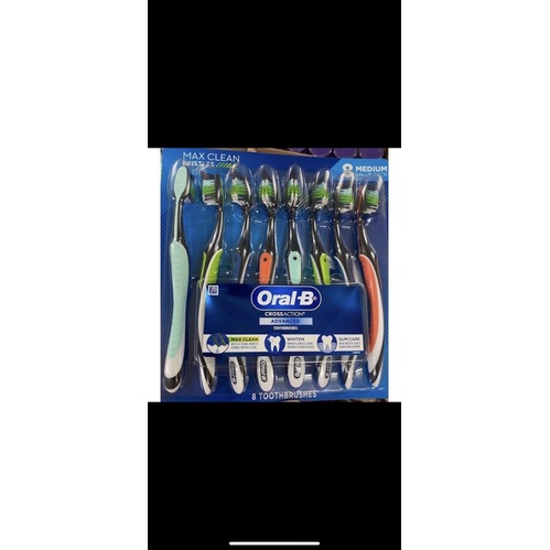 適合全家的 8 件套 Oral-B CrossAction 高級牙刷 - EDS 美國商品