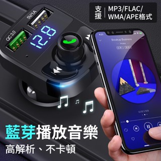 10%蝦幣回贈 旺科T56 車用藍芽 藍芽MP3音樂播放器 QC3.0車充 免持通話 FM發射器 超越HD5