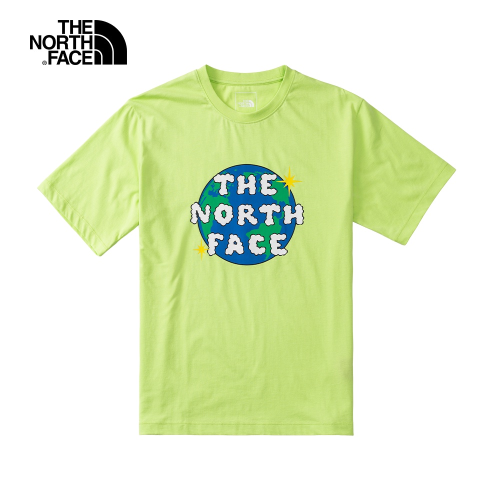 The North Face北面男款綠色俏皮地球印花短袖T恤｜7WDZHDD