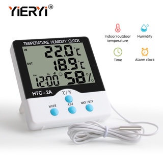 家用氣象站溫度計濕度計數字液晶溫度濕度計鬧鐘帶磁性支架 HTC-2A
