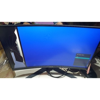 華碩 ASUS TUF Gaming VG27VH1B 電腦螢幕 曲面螢幕 27吋 螢幕有裂痕有線，照片很清楚！