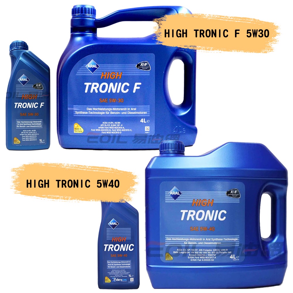 【易油網】ARAL HIGH TRONIC 5W30/5W40 合成機油 1L/4L