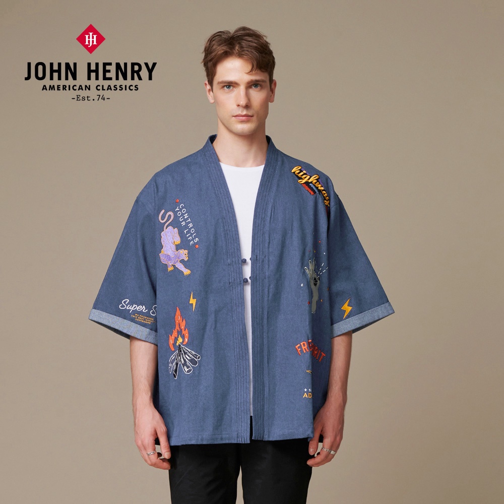 JOHN HENRY 日系和服刺繡丹寧外套