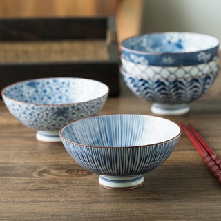 限時免運 日本製 陶瓷餐具 餐具套裝 飯碗 湯碗 盤子 日本家用碗青花陶瓷飯碗光峰日式餐具米飯碗面碗青花瓷小碗
