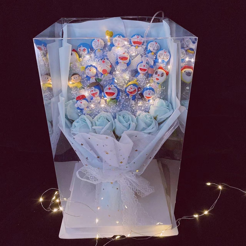 哆啦a夢花束 高檔禮盒裝 藍胖子花束 男朋友女生畢業一整套公仔禮物