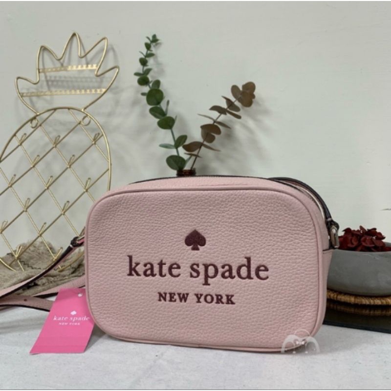 Kate spade粉紅 荔枝皮革 相機包