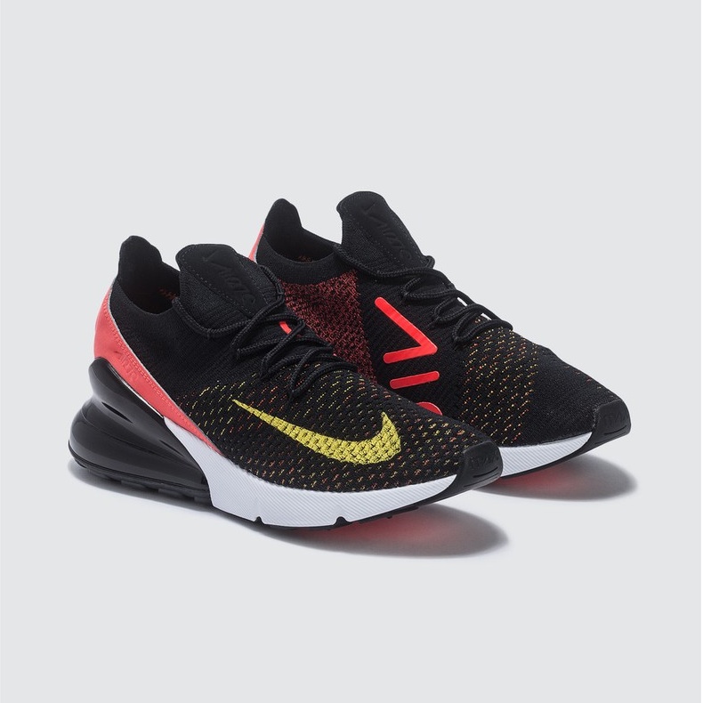 Nike AIR MAX 270 FLYKNIT 黑橘氣墊慢跑鞋5.5號