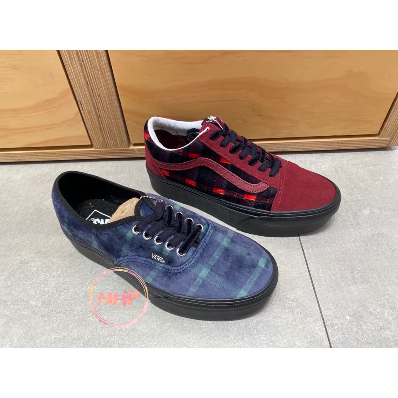 Vans VELVET PLAID OLD SKOOL Authentic 厚底 格子 絨毛 休閒 復古