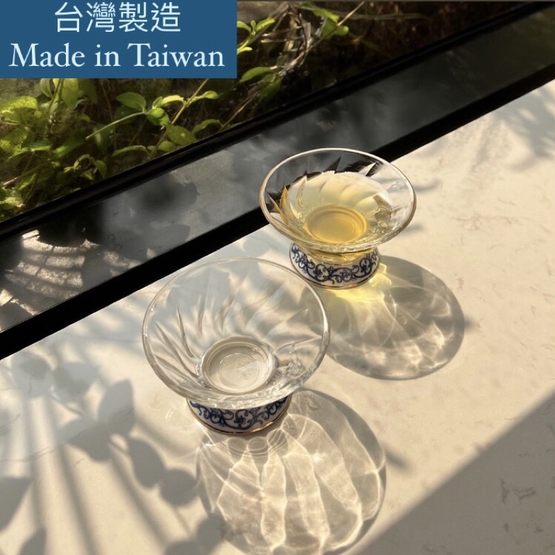 青花瓷玻璃酒杯 💯現貨🇹🇼台灣製造 咖啡杯 茶杯 玻璃杯 螺旋紋路 清酒杯 威士忌杯 青花瓷 工藝 複合式 茶具 美式杯