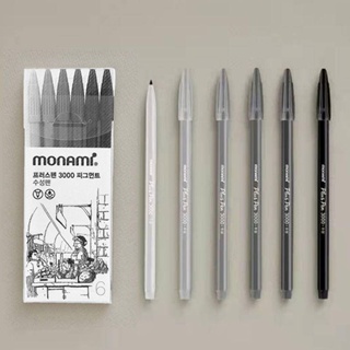 Monami慕那美3000水彩筆手賬筆勾線筆彩色筆慕娜美灰色水性筆套裝