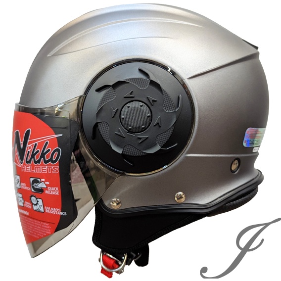 Nikko N-554 II 素色 平光黑銀 雙鏡片 安全帽 加大款