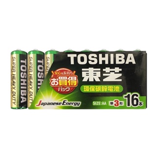 【台灣公司貨】16顆 東芝 TOSHIBA 環保碳鋅電池 3號電池AA(16顆入)