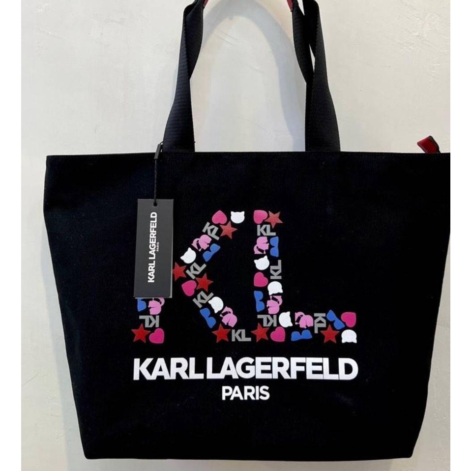 KARL LAGERFELD 卡爾大托特包 肩背包 帆布托特包 KL 黑色 現貨