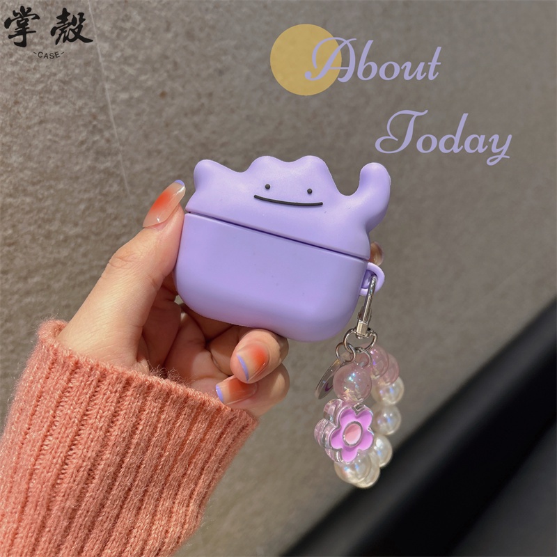 可愛紫色百變怪 適用AirPods Pro保護套 AirPods 1/2/3代保護套 蘋果無線藍牙耳機防摔保護殼