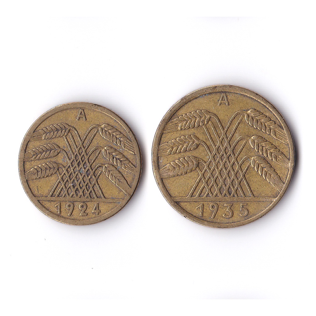 ⚜️銅臭味 西元1924年 德意志帝國錢幣 5.10芬尼 (紙幣紙鈔紀念幣錢幣金幣銀幣銅幣歐洲美國法國二戰郵票納粹德國