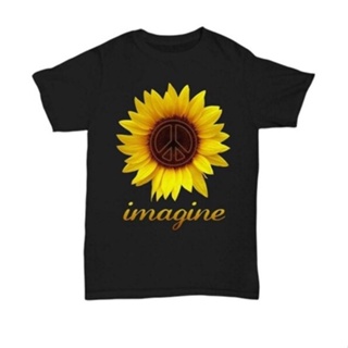 男士 T 恤 Imagine4 Sunflowers Peace World Love Life 禮物 T 恤美國棉質印