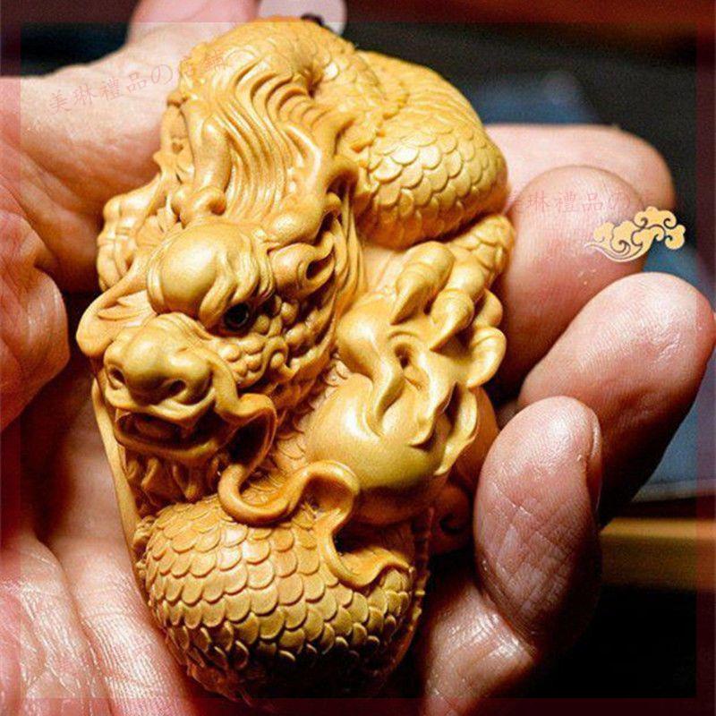💢新款💢黃楊木 實木雕刻 龍形木雕 手把件 雕刻手持藝術品