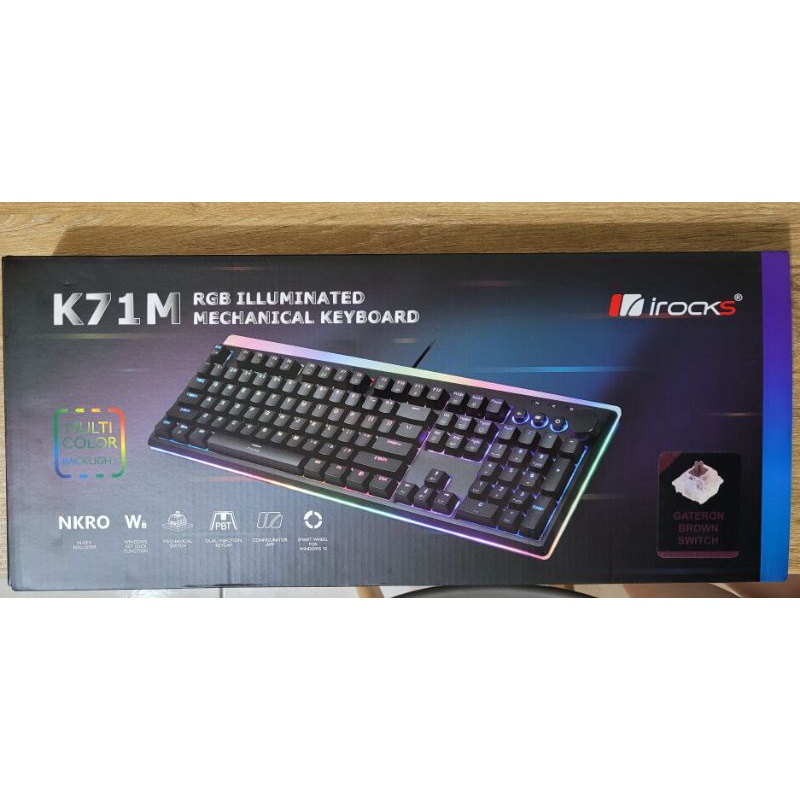 (近全新)iRocks K71M RGB機械式鍵盤 黑色 Gateron茶軸