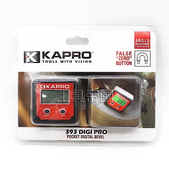 【工具帝國】以色列 KAPRO NO.393附磁迷你角度儀 防水IP54 附收納套 使用4號電池 角度器