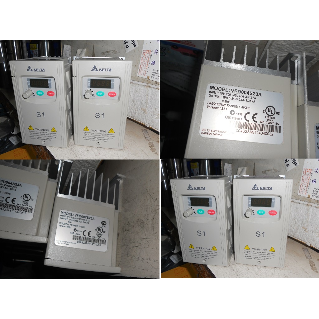 DELTA台達 VFD007S23A   VFD004S23A   變頻器   220V   3相進出