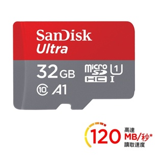 米特3C數位–SanDisk 32GB Ultra Micro SDHC A1 UHS-I 記憶卡120MB/s無轉卡