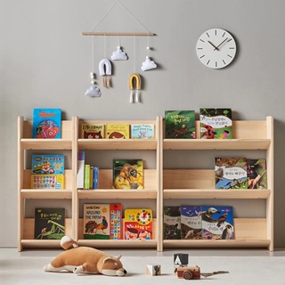 [可開發票]兒童書櫃 玩具收納櫃 實木 兒童書架 落地繪本架 兒童房 閱讀書柜 家用寶寶收納架 簡易實木小書架