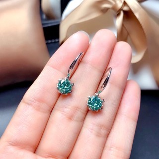 隔日到貨 Aurora 北極光 歐若拉 藍紫水晶鑽 0.5克拉 耳環 八箭 莫桑鑚 耳鉤 耳勾E269
