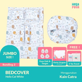 高級嬰兒床罩加上 HellaFella 的新安全沙發嬰兒圖案 Hello Cat 白色嬰兒床上用品