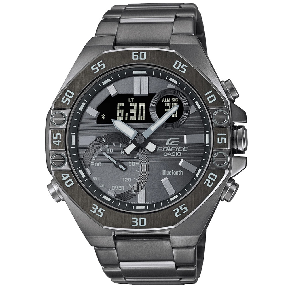 【聊聊甜甜價】CASIO EDIFICE 八角雙顯腕錶 ECB-10DC-1B