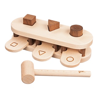 德國 goki 敲敲形狀台 12M+ 木製玩具 木製 教具 幼兒園教具 積木 原木