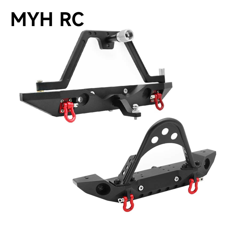 Myhrc 金屬前後保險槓帶備用 1.9" 輪胎,適用於 1/10 RC 履帶式軸向 SCX10 和 SCX10 II
