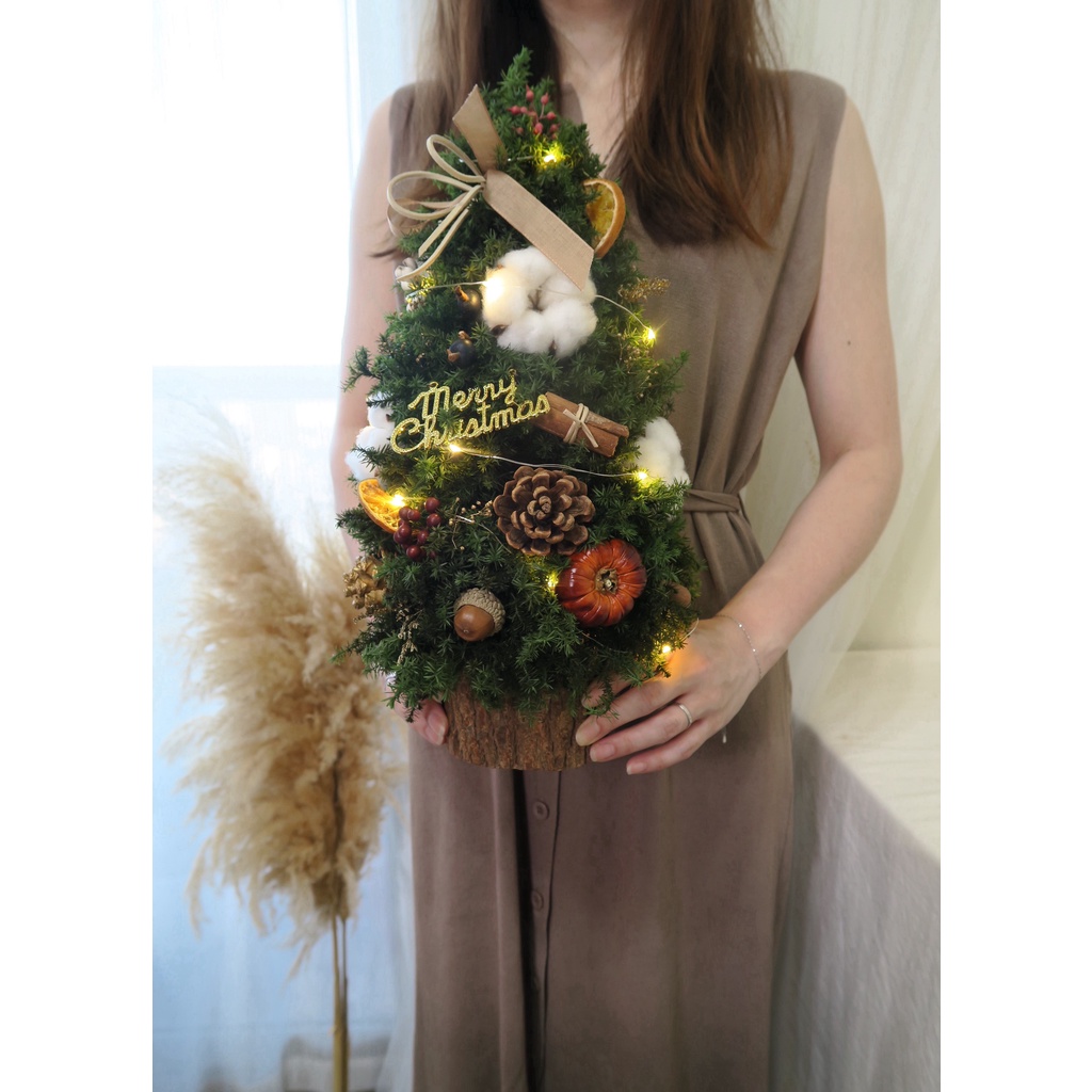 【聖誕禮物/DIY材料】永生雪松聖誕樹 | 乾燥花/永生花/DIY材料包