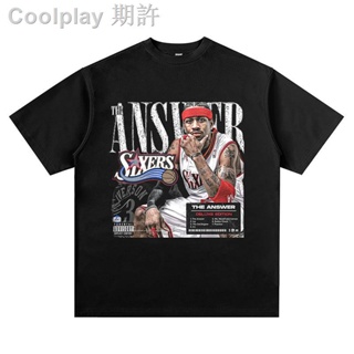 №NBA球星 詹姆斯 科比 庫裏 籃球 半袖 帽T 復古Allen Iverson阿倫艾弗森籃球人物印花短袖T恤 嘻哈落