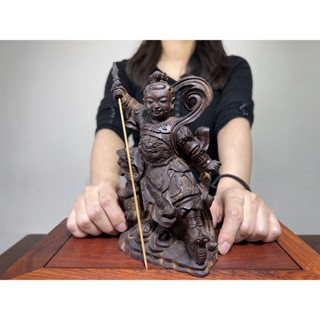阿一藝品 黑檀木【風火輪三太子】中壇元帥 鎮宅保平安 家居佛堂擺件 木雕佛像擺件 佛教道教文物